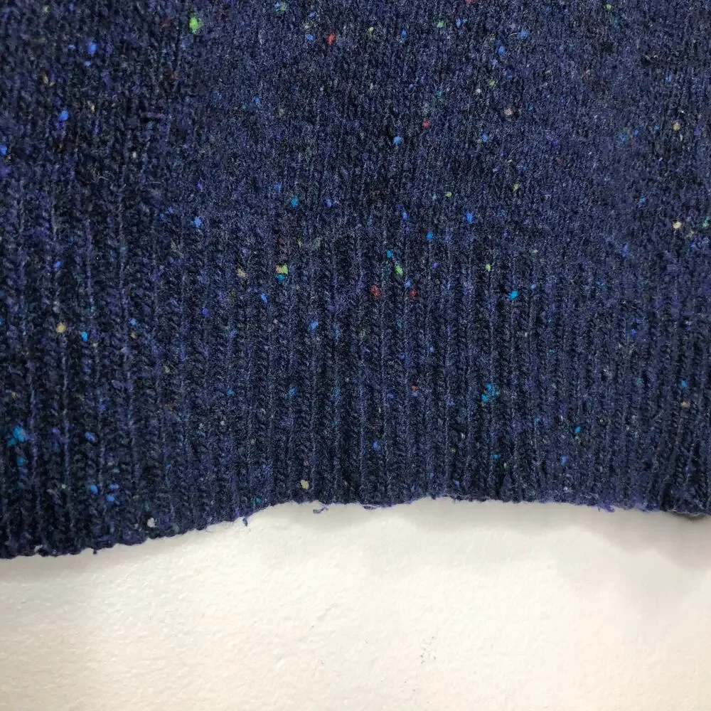 J. Crew Sweater Dark Blue Navy Speckle Crew Neck Raglan Sleeve Wool Blend Medium